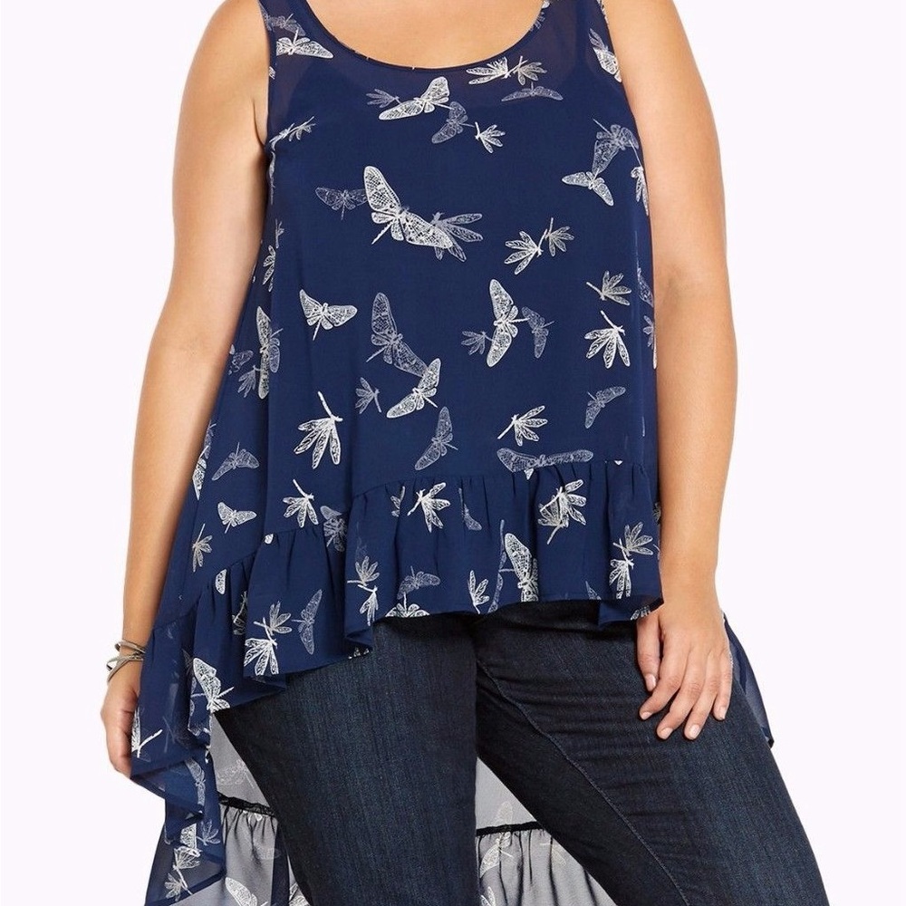 Torrid Dragonfly Print Hi-Lo Tank Top